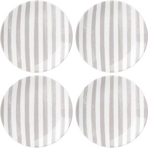 KATE SPADE Lenox New York Charlotte Street 4-Piece Tidbit Plate Striped Gray Set